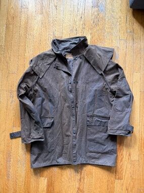 RM Williams Vintage Rouseabout 3/4 Oilskin Coat - Size Large